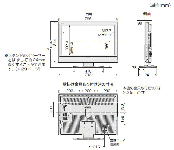 液晶テレビ32型詳細